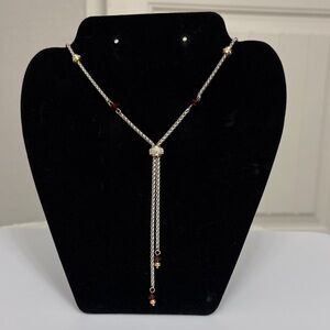 Elegant Brighton Silver, Gold and Red Necklace